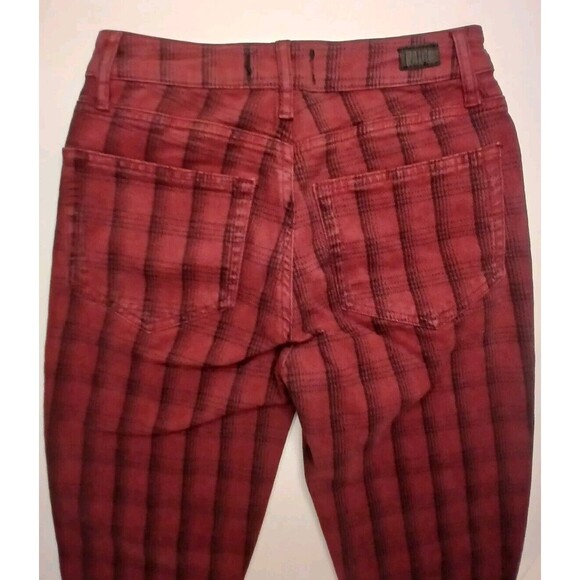 NWT PAIGE Sz 25 Hoxton Tartan Plaid High Waist Ankle Skinny Pant Stretch Red/Blk - Picture 6 of 16